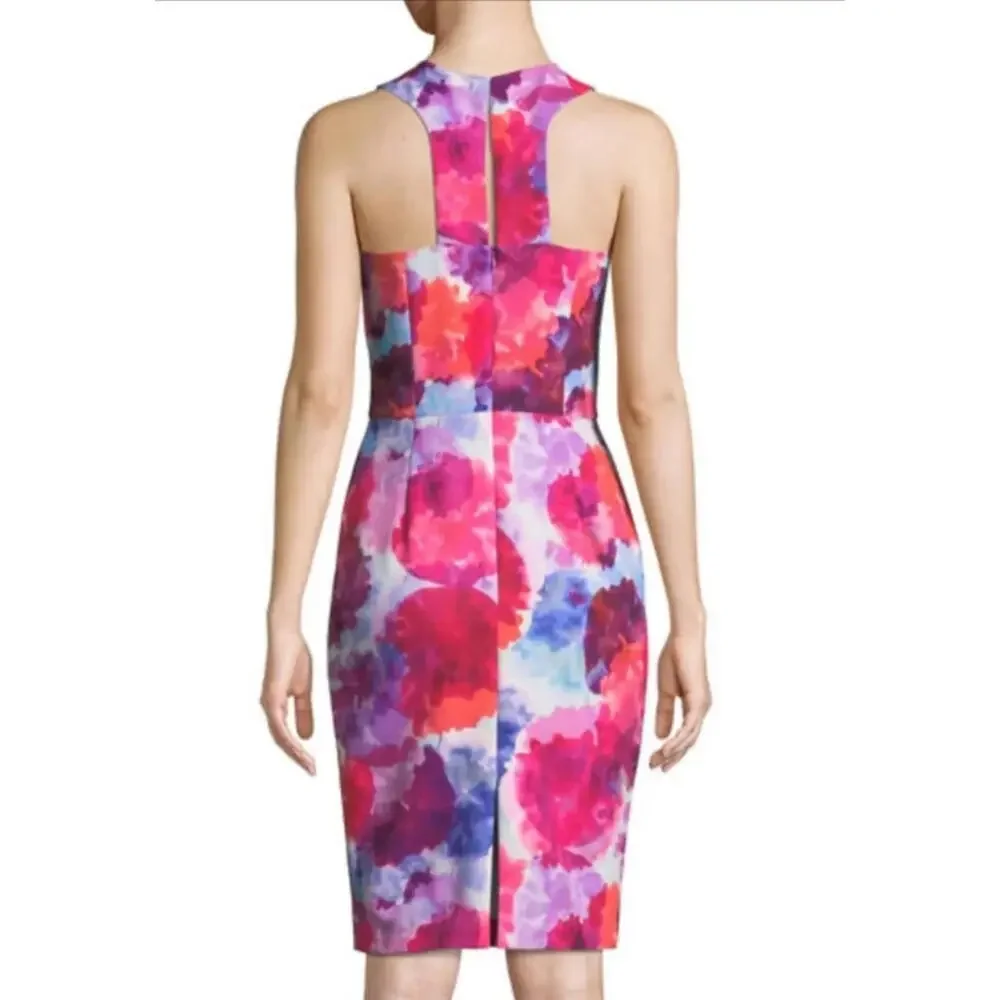 Trina Turk Delano Watercolor-‎ Print Race Back Fitted Dress Womens Size 0 NWT - Picture 2 of 10